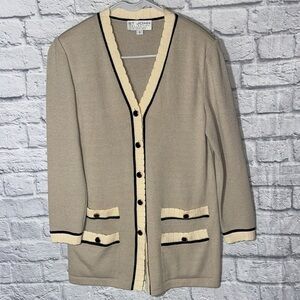 Vintage St John Oversized Neutral Minimalist Prep Classic Blazer Cardigan Jacket